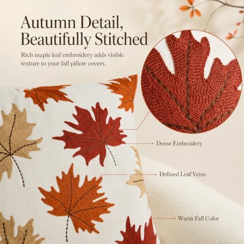 Embroidered Fall Throw Pillow Covers,18x18 Inch Set of 2 - Image 3