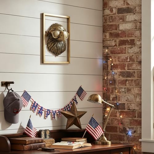 Animal Heads Wall Decor (Includes Metal Frame) 250 anniversary usa merchandise Resin Eagle Patriotic Decoration Wall Hanging 4th of July Decorations Gold vintage Wall Sculpture for Living Room Bedroom Office(Eagle) - Image 2