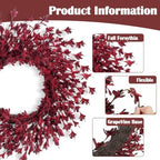 GTIDEA 26" Fall Wreaths for Front Door Outside Large Autumn Wreath Burgundy - Image 3