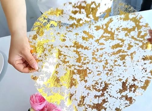 Disposable Gold Placemats Set of 100 Metallic Thin Round 13 Inch Gold Doilies Mesh Pressed Fall Table Placemates 100 Pack Charger Plates for Wedding, Birthday Party - Image 4