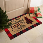 Tinideya 2 Pcs Christmas Tree Layered Doormat Set for Front Porch - Image 4