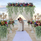Zeyune 24 Pack Artificial Hanging Eucalyptus Plants, Fake Greenery Eucalyptus Leaves, Boho Ivy Plant Decor for Wedding, Bridal Shower Backdrop Bathroom Home Office Desk Indoor Wall (White-Sprayed) - Image 4