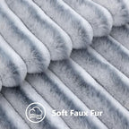 decorUhome Fall Faux Fur Throw Pillow Covers 26x26 Set of 2 Grey White - Image 3