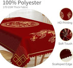70x90inches Chinese Zodiac Dragon Lunar Tablecloth Happy Chinese New Year Asian Golden Dragon Cloud Print Table Cloth Washable and Reusable Fabric Table Cover for Kitchen Dining Home Decor - Image 3
