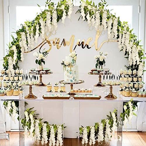 dallisten Wisteria Artificial Flowers Garland, 4Pcs 7.2Ft/Piece Silk Fake Wisteria Vine Kit, Hanging Flower for House Outdoor Garden Ceremony Outside Wedding Arch Floral Decor (4, White) - Image 6