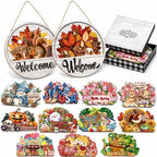 Interchangeable Welcome Sign for Front Door with 16 Seasonal Pieces by Unknown