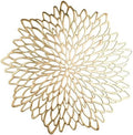 Snowkingdom Pack of 18 Gold Placemats Metallic Round Leaf Bulk Pressed Vinyl Dinning Kitchen Table Charger Mats Decorations for Mothers Day Wedding Party Birthday Event Holiday Christmas Thanksgiving by Snowkingdom