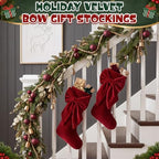 Seematn 4 Pack Burgundy Red Velvet Christmas Stockings, 18 Inch - Image 4