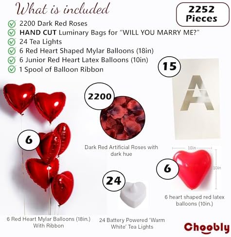Will You Marry Me? Luminary Bags with LED Tea Light Candles, Balloons, and Rose Petals – Romantic Decorations for Proposals, Anniversaries, and Special Moments - Image 4