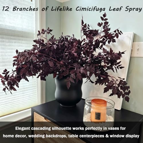 12pcs 24in Artificial Cimicifuga Plum Leaves Fall Autumn Harvest Decoration - Image 2
