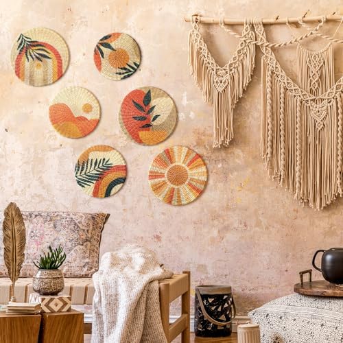 Xuhal 6 Pcs Boho Wall Basket Decor Woven Farmhouse Wall Hanging Art - Image 6