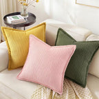 decorUhome Fall Corduroy Olive Green Throw Pillow Covers 24x24 Set of 2 - Image 6