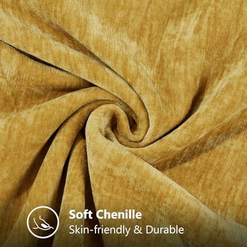 decorUhome Soft Chenille Throw Pillow Covers 26x26 Set of 2 Mineral Yellow - Image 3
