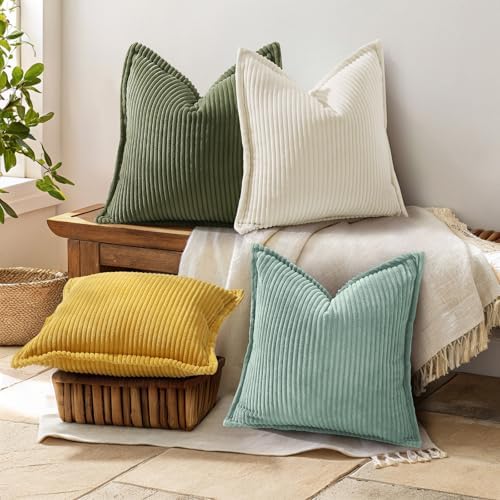 decorUhome Fall Corduroy Teal Throw Pillow Covers 24x24 Set of 2 - Image 7