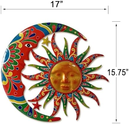 Limygus Colorful Metal Sun Moon Stars Wall Art, Indoor Outdoor Decor for Patio Garden Bedroom - Image 6