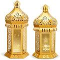 Honoson Eid Ramadan Lantern Large Temple Moroccan Lantern Lamp Ramadan Decorations for Home Hanging Outdoor Patio or Indoor Home Decor with LED String Lights(Gold,Themed) by Honoson