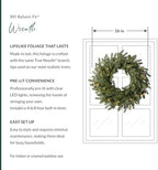 Balsam Hill BH Balsam Fir Christmas Wreath - Premium True Needle Front Door Wreath with LED Clear Lights Available in 26" and 48" Sizes for Indoor and Outdoor Holiday Decorating, 26" - Image 3