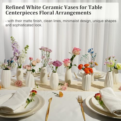 Ceramic Bud Vases, Set of 24 White Vases for Centerpieces Small VAses for Flowers Mini Ceramic Vase for Pampas Grass Vase Bulk for Wedding Table Centerpieces Decoration Boho Home Decor DIY Gift - Image 2
