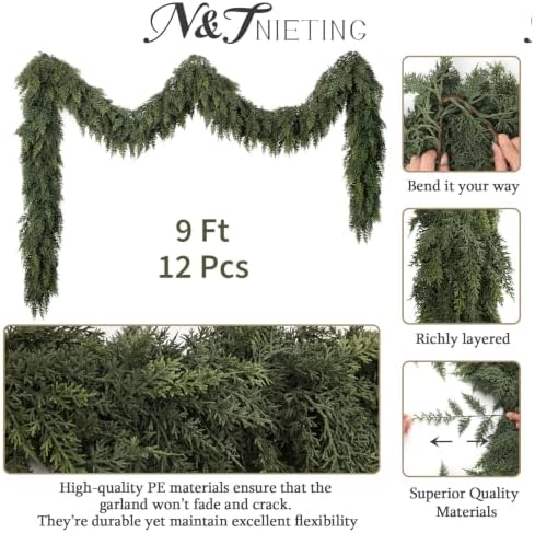12pcs 9Ft Christmas Cedar Garland - Image 2