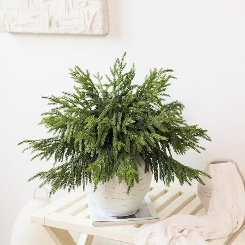 80Pcs 18"Lifelike Touch Artificial Christmas Norfolk Pine Branches for Vase - Image 3