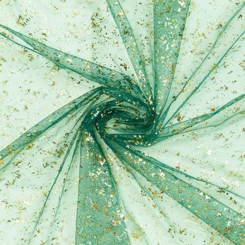 Artoid Mode Green Gold Gauze Table Runner 120 Inch 10Pcs, Glitter Metallic Foil Sheer Dining Wedding Anniversary Holiday Table Decor for Home Party - Image 6