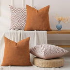 HPUK Throw Pillow Covers 18x18, Set of 4, Golden Brown Couch Pillow Covers - Image 5
