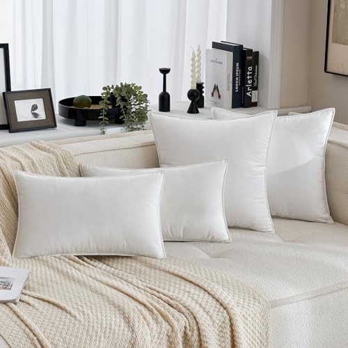 MIULEE Decorative Pure White Velvet Euro Sham Throw Pillow Covers 26x26 in - Image 4