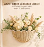 Scalloped Wall Basket 2 Pcs Hand Woven Wicker Hanging Basket Rattan Wall Decor for Nursery, Bathroom, Living Room - Image 6
