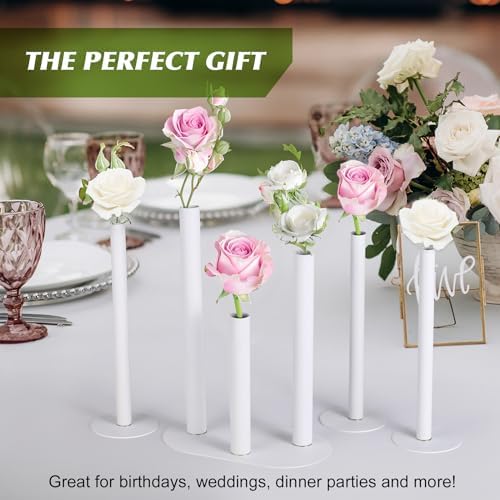 Magnetic Bud Vases Set of 6, White Aluminum Vases for Centerpieces - Image 7