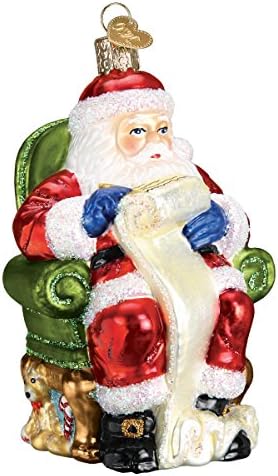 Old World Christmas Santa Checking His List Glass Blown Ornament for Christmas Tree, Handcrafted Holiday Decoration, Santa Collection by OldWorldChristmas