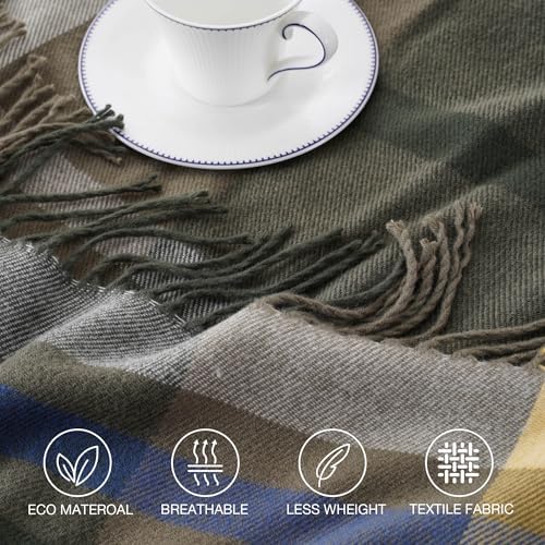 Green Plaid Throw Blanket for Couch, Army Green Plaid Blanket 50"x60" - Image 6