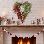 Suncalla Vintage Spring Wreath 14'' Heart Wreath with 3D Heart Ornaments for Front Door 24'' Long Window Porch Home Wedding Festival Celebration Wall Decorations - Image 3