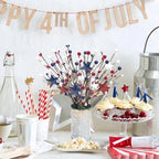 Uieke 4th of July Decorations 6PCS Artificial Patriotic Floral Picks with Vase, Artificial Berry Stem Picks Star Shaped for Independence Day Red White Blue Decor for Home Office Wedding Centerpieces - Image 3