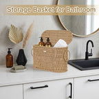 efluky Toilet Paper Storage Basket, Paper Rope Slim Toilet Paper Holder with Lid- Holds Up to 9 Mega Rolls, Home Bathroom Decor Organizer - Image 2