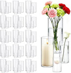 64 Pack Glass Cylinder Vases 4,6,8,10 Inch Tall Clear Flower Vase Hurricane Floating Candle Holder for Table Centerpiece Wedding Home Decor by Homjoy