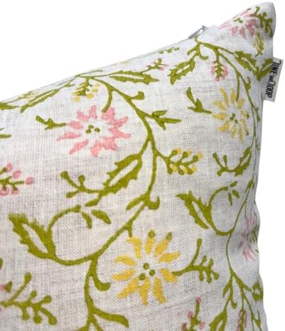 Decorative Pillow Cover French Country Pillow Cover Cottage Decor Floral Block Print, Farmhouse Decorative Cushion Cover, Spring Pillow Cover Line and Loop (Multicolor) - Image 5