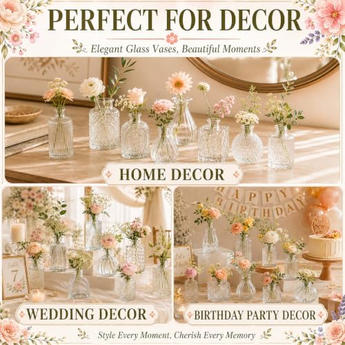 84 Pcs Glass Bud Vases in Bulk, Small Vases for Flowers, Mini Bud Vase Set, Flower Vases for Centerpieces Table Decorations, Wedding, Baby Shower, Home Decor (Clear, 84 PCS) - Image 5