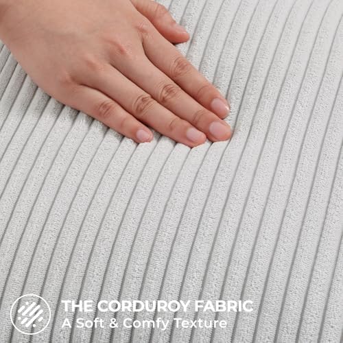 Mecatny Corduroy Decorative Throw Pillow Covers 26x26 Set of 2 Grey - Image 3