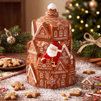 Vesici 8 Inch Christmas Ceramic Gingerbread House Cookie Jar with Lid by Vesici