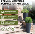 ZMTECH 2-Pack Large Tall Planters with Saucer - 6.8 Gallons /12x21 Inch Faux Stone Finish Round Flower Pots for Indoor Plants, Outdoor Patio & Porch Decor, Unbreakable Plant Containers (Dark Gray) - Image 5