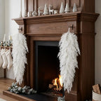 2 Pcs White Christmas Pine Door Swag, 28'' Artificial Cedar Teardrop Swag - Image 6
