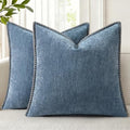 decorUhome Soft Chenille Throw Pillow Covers 26x26 Set of 2 Haze Blue by decorUhome