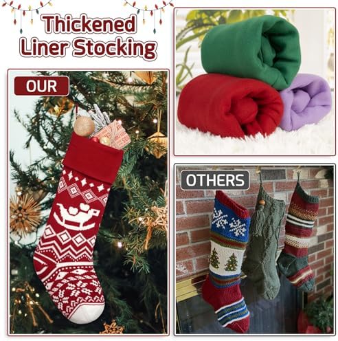 Christmas Stockings 6 Pack 21 Inches Knitted Stocking Decoration Ornaments for Mantle Fireplace Xmas Tree Hanging Family Home Holiday Festival Party Decor - Image 3