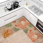 Boho Kitchen Mat Set of 2,Pink Botanical Modern Farmhouse Kitchen Rugs and Mats Non Skid Washable,Bohemia Runner Rugs with Rubber Backing for Kitchen Decor Accessories (17"x47"+17"x30") - Image 2