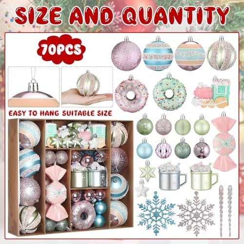 Halloscume 70 Pcs Christmas Tree Ornament Dessert Cupcake Candy, Cute - Image 2