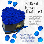 GLAMOUR BOUTIQUE Preserved Flowers, 27 Forever Blue Roses in Heart Gift Box - Image 2