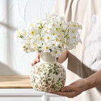 SIDUCAL Ceramic Green and Beige Antique Vase, 5.91 Inch Retro Ice Cracked Chinoiserie Floral Vase, Rustic Farmhouse Vases for Home Decor, Bookshelf, Office, Garden, Chinoiserie Decor, Tuscan Decor - Image 4
