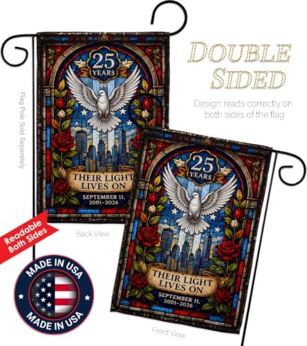 25th 9/11 Their Light Lives On Flag Pack Embroidery American Flags for Outside House 25th September 11 Poster Patriot Day Decor Memorial Gifts Home Decorations Garden Remembrance Tribute Tapestry - Image 3