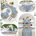 6 Pack Dusty Blue Cheesecloth Table Runner 35×120 Inch Fall Boho Home Decor - Image 6