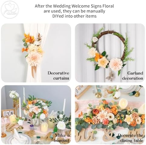 Odouzy Artificial Wedding Arch Flowers for Wedding Sign,Set of 2 for Welcome Ceremony Sign,Faux Floral Swags,Banquet and Reception Backdrop Floral Decoration (Orange) - Image 6